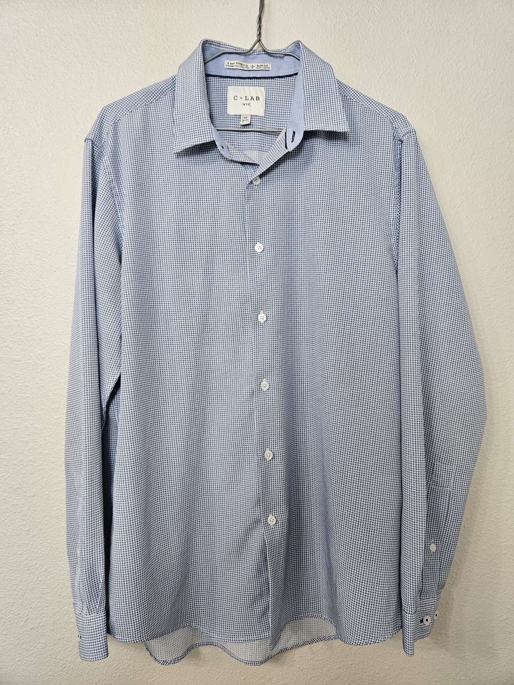 C-Lab Light Blue Micro-Check Men's Dress Shirt